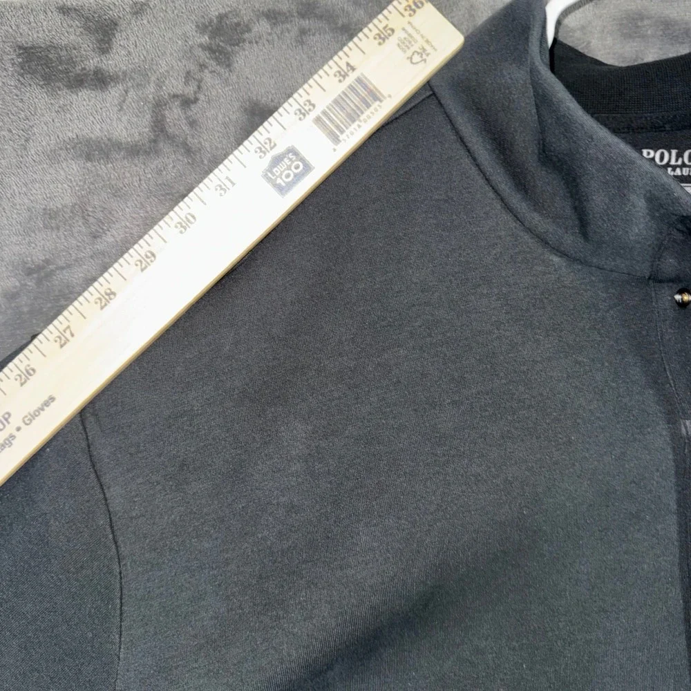 Mens 2XLT Polo Ralph Lauren Pullover Black Excellent Mock Neck Snap Sweatshirt